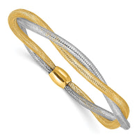 Load image into Gallery viewer, 14K w/Rhodium Mesh Twist Slip-on Stretch Bracelet
