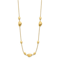 Load image into Gallery viewer, 14k Brushed and Polished Beaded 17in with 1in ext Necklace
