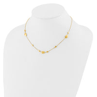 Load image into Gallery viewer, 14k Brushed and Polished Beaded 17in with 1in ext Necklace
