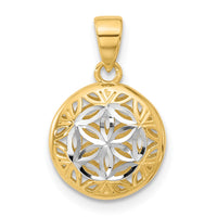 Load image into Gallery viewer, 14K w/Rhodium Polished and Diamond-cut Pendant
