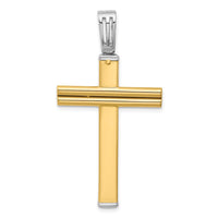 Load image into Gallery viewer, 14K Two-tone Polished/Satin/Dia-cut Reversible Cross Pendant
