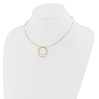Load image into Gallery viewer, 14K w/Wht Rhod Polished/DC Circle Pendant w/1in ext. Necklace
