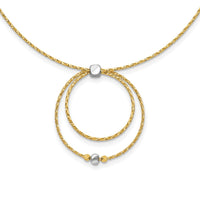 Load image into Gallery viewer, 14K w/Wht Rhod Polished/DC Circle Pendant w/1in ext. Necklace
