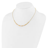 Load image into Gallery viewer, 14K Tri-color Polished / DC Square Beads w/1in ext. Necklace
