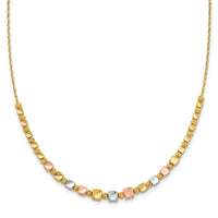 Load image into Gallery viewer, 14K Tri-color Polished / DC Square Beads w/1in ext. Necklace
