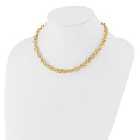 Load image into Gallery viewer, 14K Polished and Satin Fancy Circle Link Necklace

