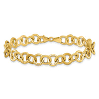 Load image into Gallery viewer, 14K Polished and Satin Fancy Circle Link Bracelet
