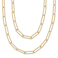 Load image into Gallery viewer, 14K Polished and Textured 2-strand Paperclip Necklace
