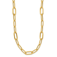 Load image into Gallery viewer, 14K Polished and Textured Fancy Paperclip Link Necklace
