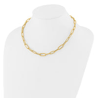 Load image into Gallery viewer, 14K Polished and Textured Fancy Paperclip Link Necklace
