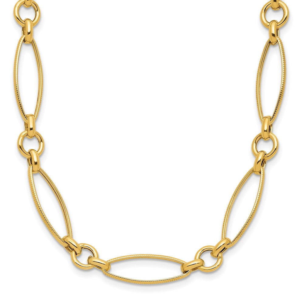 14K Polished and Diamond-cut Fancy Link 19in Necklace