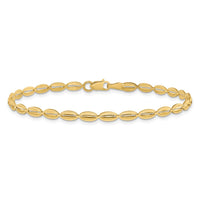 Load image into Gallery viewer, 14K Polished and Textured Fancy Oval Link Bracelet
