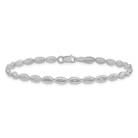Load image into Gallery viewer, 14K White Gold Polished / Textured Fancy Oval Link Bracelet
