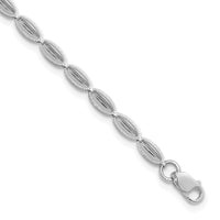 Load image into Gallery viewer, 14K White Gold Polished / Textured Fancy Oval Link Bracelet
