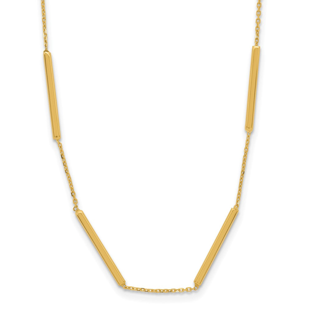 14K Polished 6 Bar Stations 16in with 1.5in ext Necklace