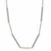 14K Two-tone Polished 6 Bar Stations w/1.5in ext. Necklace