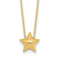 Load image into Gallery viewer, 14K Polished Hollow Star Pendant w/1in. ext. Necklace
