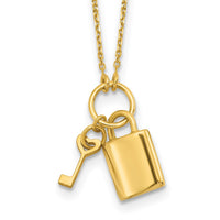 Load image into Gallery viewer, 14K Polished Lock and Key 16in with 2in ext Necklace
