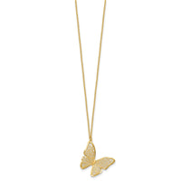Load image into Gallery viewer, 14k Textured and Polished Butterfly 18in Necklace

