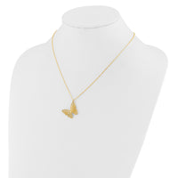 Load image into Gallery viewer, 14k Textured and Polished Butterfly 18in Necklace
