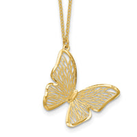 Load image into Gallery viewer, 14k Textured and Polished Butterfly 18in Necklace

