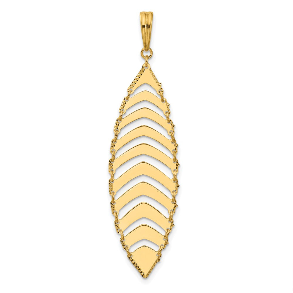 14K Polished and Dia-cut Fancy Dangle Pendant