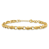 Load image into Gallery viewer, 14K Polished and Textured Fancy Link w/.5in ext. Bracelet
