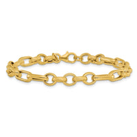 Load image into Gallery viewer, 14K Polished and Textured Fancy Link Bracelet
