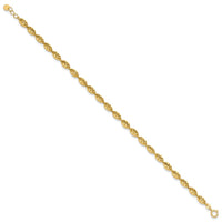 Load image into Gallery viewer, 14K Polished and D/C Fancy Oval Link w/.25in ext. Bracelet
