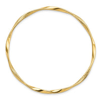 Load image into Gallery viewer, 14K Polished and Textured Twisted Slip-on Bangle
