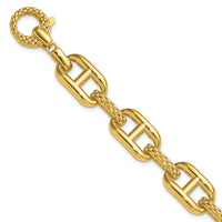 Load image into Gallery viewer, 14K Polished and Textured Fancy Link Bracelet
