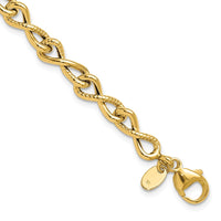 Load image into Gallery viewer, 14K Polished/Textured Twisted Infinity Link Bracelet
