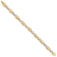 Load image into Gallery viewer, 14k Two-tone Polished Fancy Circle Link Bracelet

