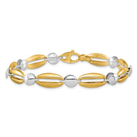 Load image into Gallery viewer, 14k Two-tone Polished Fancy Circle Link Bracelet

