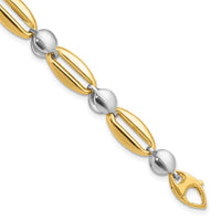 Load image into Gallery viewer, 14k Two-tone Polished Fancy Circle Link Bracelet
