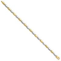 Load image into Gallery viewer, 14k Two-tone Polished Fancy Rectangular Link Bracelet
