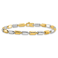 Load image into Gallery viewer, 14k Two-tone Polished Fancy Rectangular Link Bracelet
