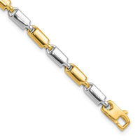 Load image into Gallery viewer, 14k Two-tone Polished Fancy Rectangular Link Bracelet
