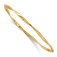 Load image into Gallery viewer, 14K Polished and Textured Twisted Slip-on Bangle
