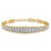 Load image into Gallery viewer, 14K Two-tone Polished / Diamond-cut w/.5in ext. Bracelet
