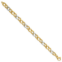 Load image into Gallery viewer, 14K Two-tone Polished and Textured Fancy Link Bracelet

