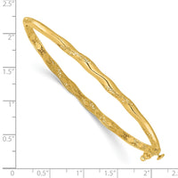Load image into Gallery viewer, 14K Polished and Textured Twisted Hinged Bangle
