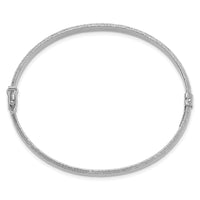 Load image into Gallery viewer, 14K w/Wht RH-plat Polish/Textured/Dia-cut Hinged Bangle
