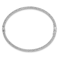 Load image into Gallery viewer, 14K w/RH-plat Polish/Texture/Dia-cut Twist Hinged Bangle
