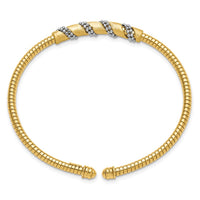 Load image into Gallery viewer, 14K w/White Rhodium Polished and Satin Cuff Bangle
