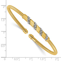 Load image into Gallery viewer, 14K w/White Rhodium Polished and Satin Cuff Bangle
