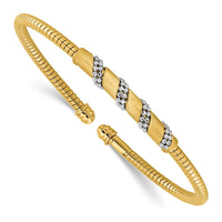Load image into Gallery viewer, 14K w/White Rhodium Polished and Satin Cuff Bangle
