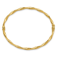 Load image into Gallery viewer, 14K Polished and Diamond-cut Twisted Hinged Bangle
