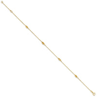 Load image into Gallery viewer, 14K Polished and Textured Station 9in Plus 1in ext. Anklet
