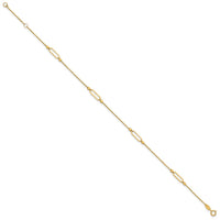 Load image into Gallery viewer, 14K Polished and Diamond-cut Fancy 9in Plus 1in ext. Anklet
